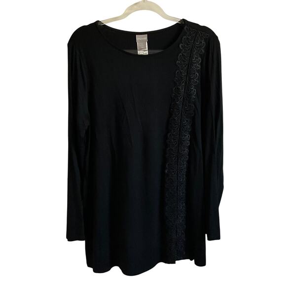 Chico's Tops - Chico’s Lace‎ Detail Long Sleeve Black Knit Top - Size Large - NEW